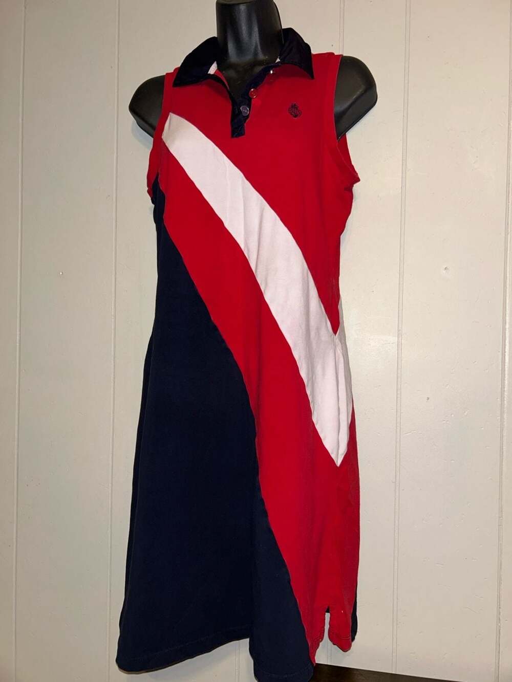 Vintage Ralph Lauren Polo Dress Size M Red White Blue Colorblock Sleeveless